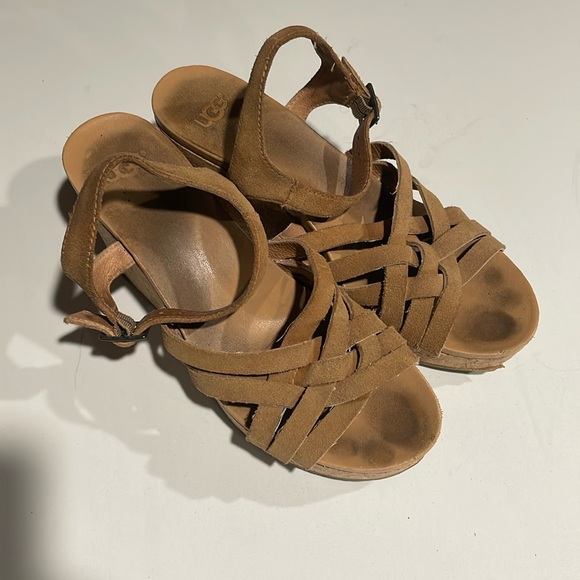 Ugg Brand suede leather sandals with cork wedge 3” heel - Picture 1 of 3